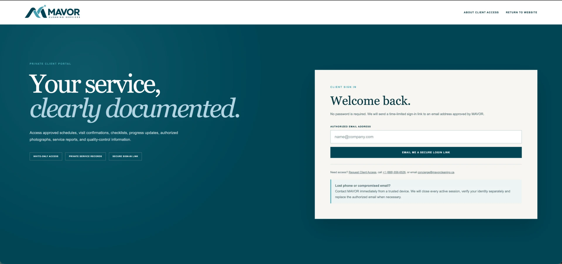 MAVOR — Client Portal