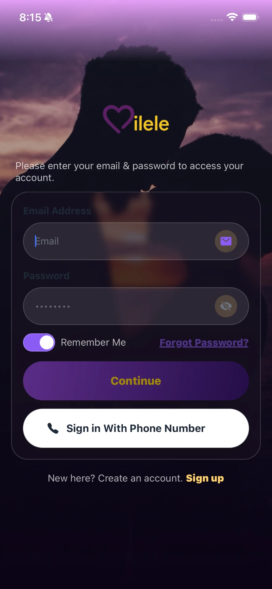 Milele — Login / Account Access